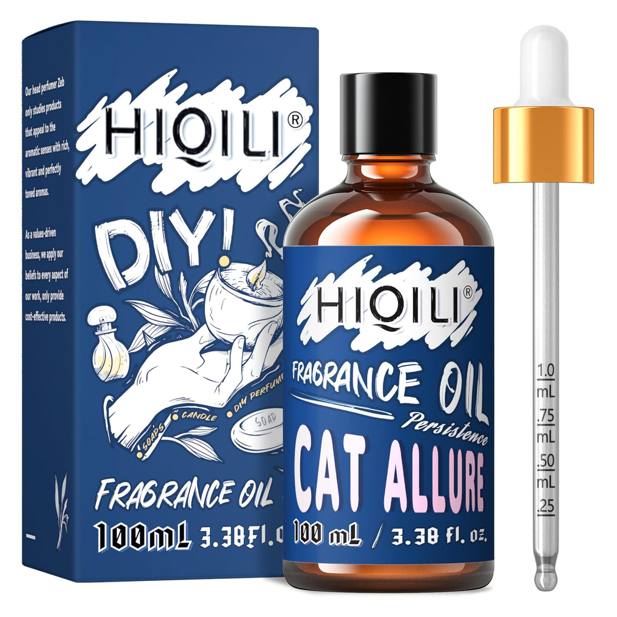 HIQILI Cat Allure essential oil bottle 100ml front view