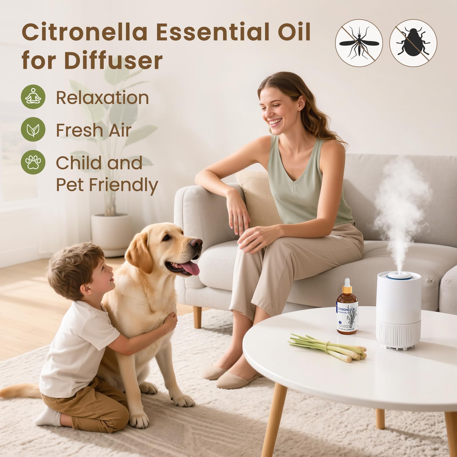 Citronella essential oil for diffusers and sprays