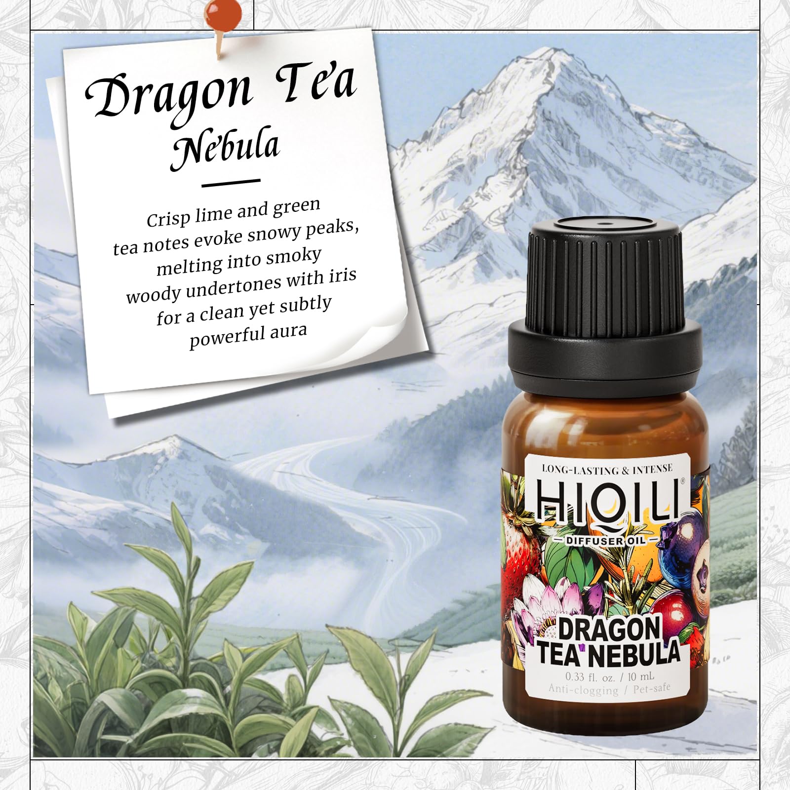 HIQILI Dragon Tea Nebula Diffuser Oil packaging