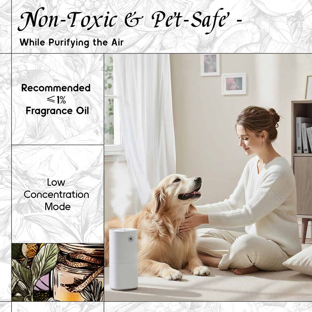 Illustration showing pet-safe diffuser oil usage