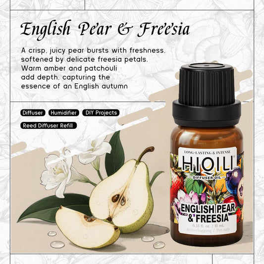 Close-up of diffuser oil bottle label