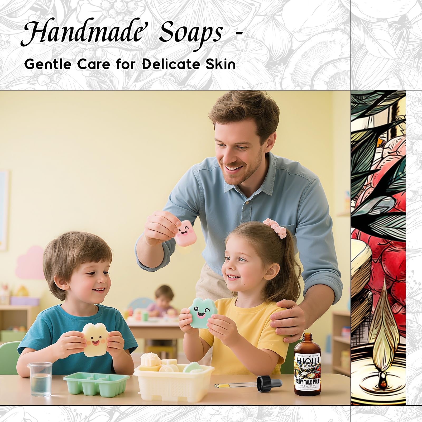 HIQILI fragrance oil label featuring Fairy Tale Pixie design