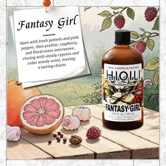 Close-up of HIQILI Fantasy Girl fragrance oil bottle