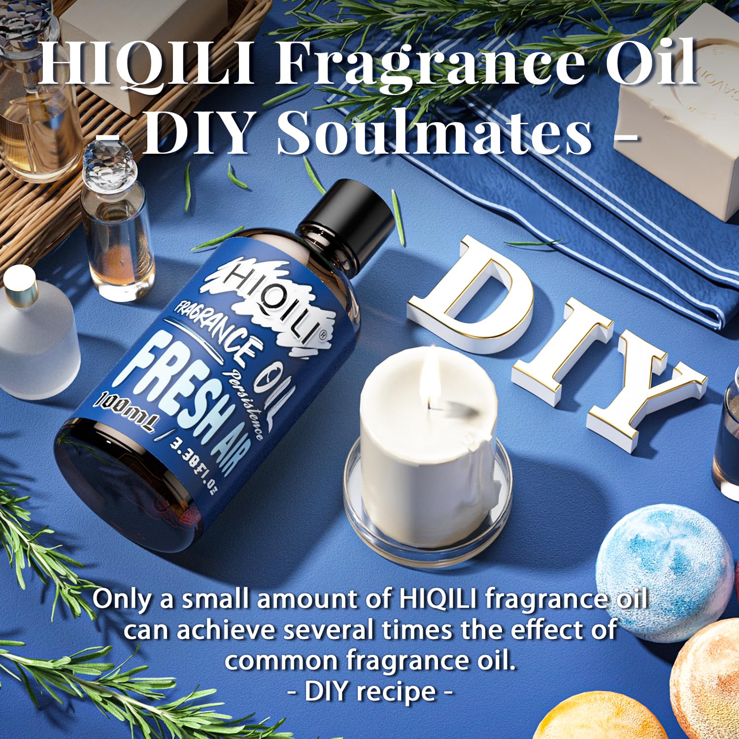 Amber glass bottle of HIQILI Fresh Air fragrance oil with dropper