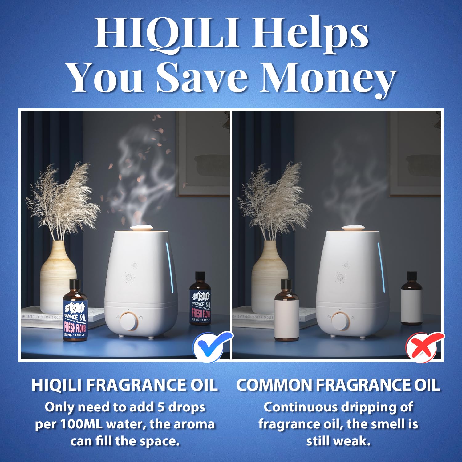 Hand pouring HIQILI Fresh Flower Oil into diffuser