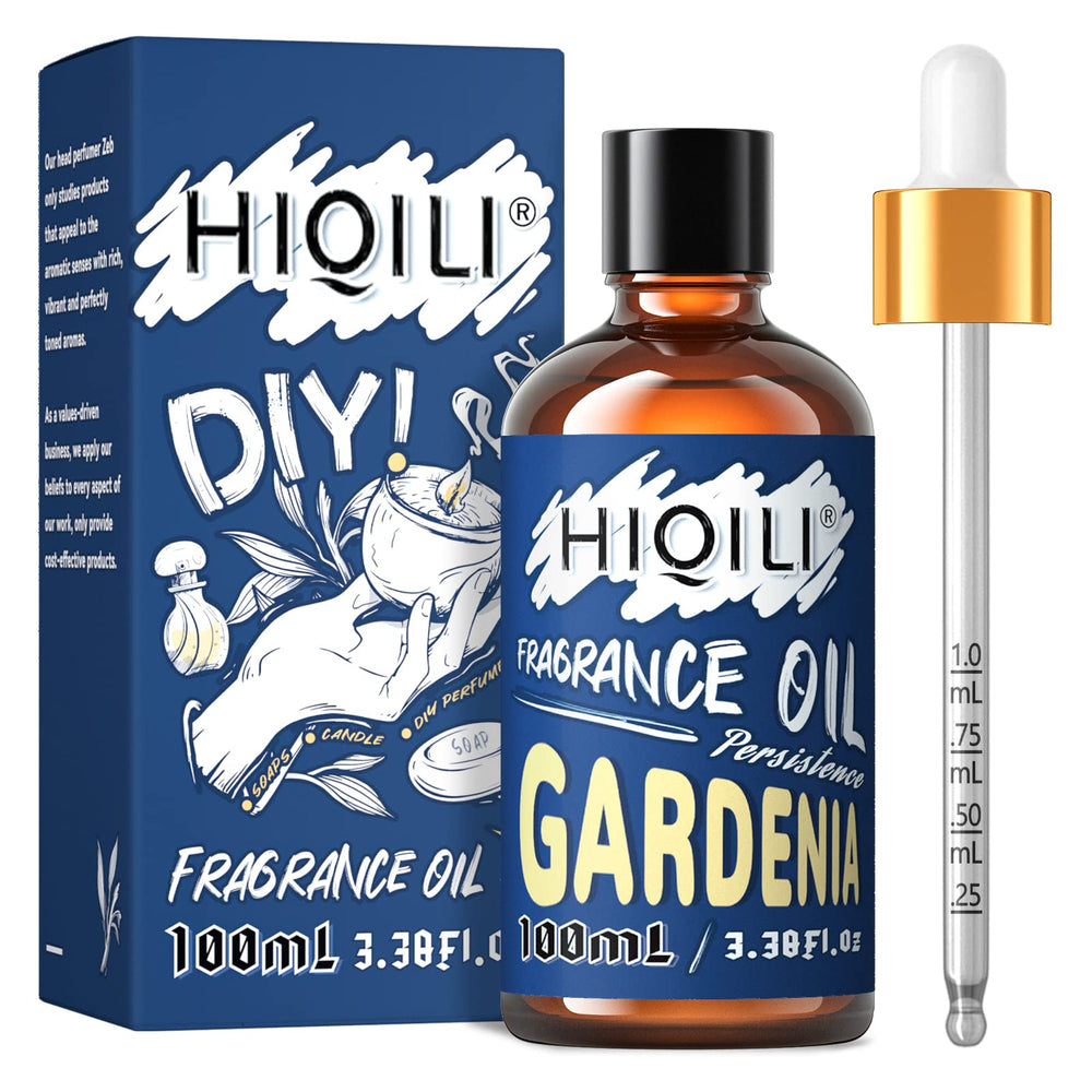 HIQILI Gardenia Fragrance Oil 100ml in amber glass bottle with dropper