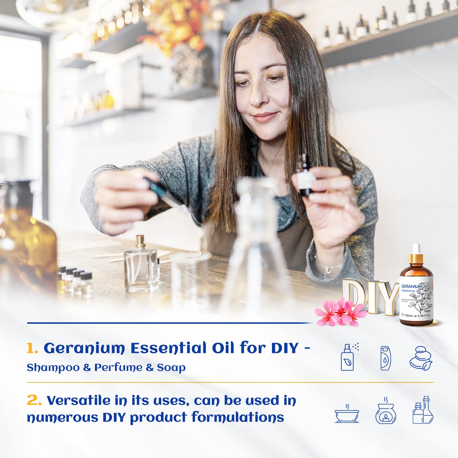 HIQILI Geranium Essential Oil candle