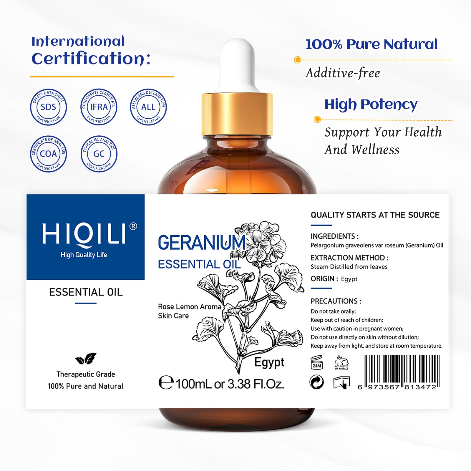Dropper dispensing geranium essential oil