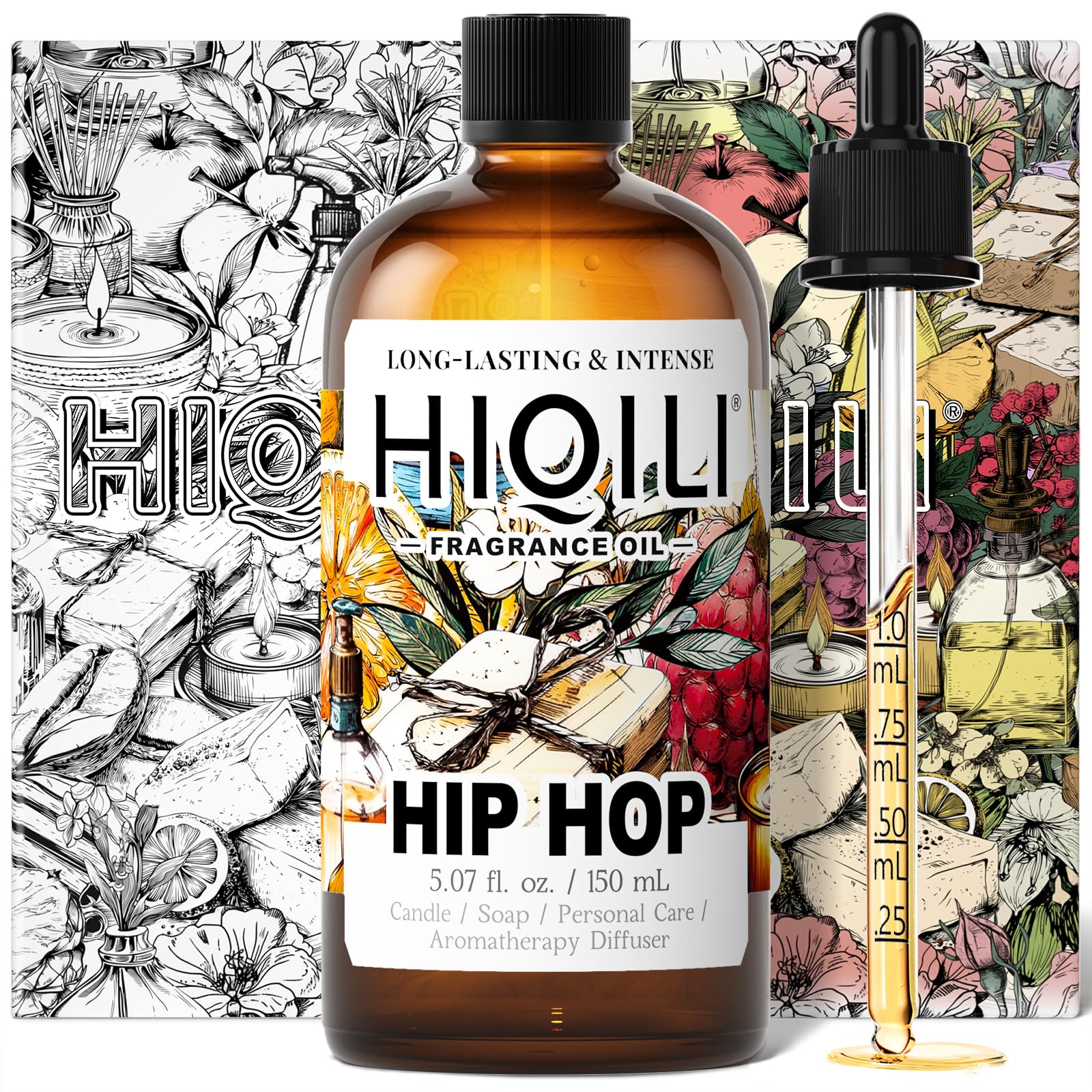 HIQILI bottle front label showing lemon and apple scent benefits