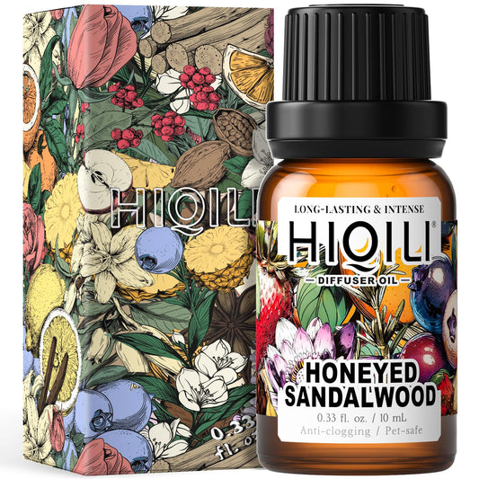 HIQILI Honeyed Sandalwood Diffuser Oil bottle with label 0.34 Fl Oz