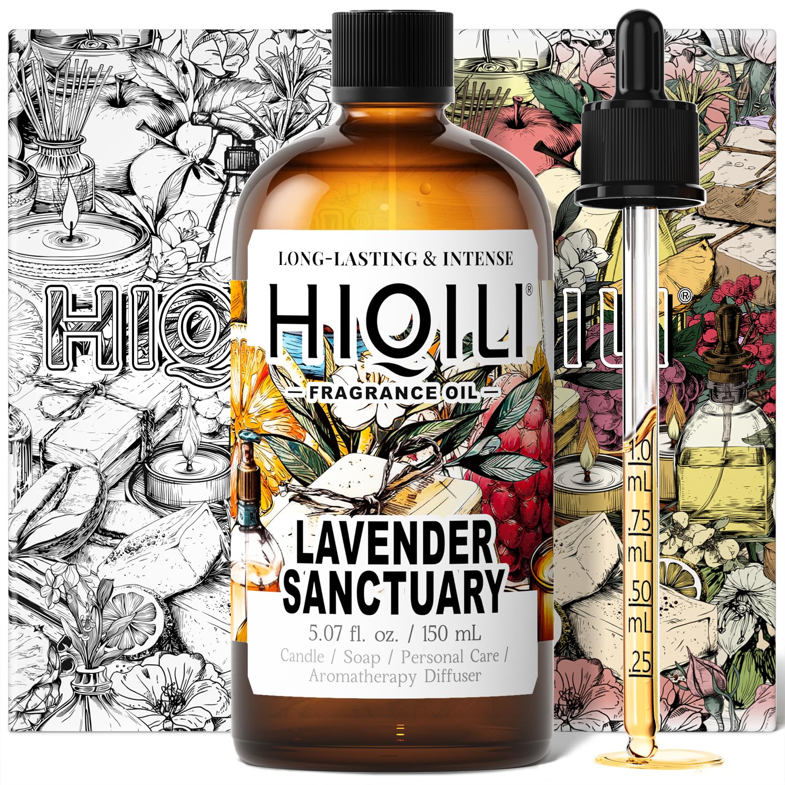 HIQILI Lavender Sanctuary Fragrance Oil bottle with dropper