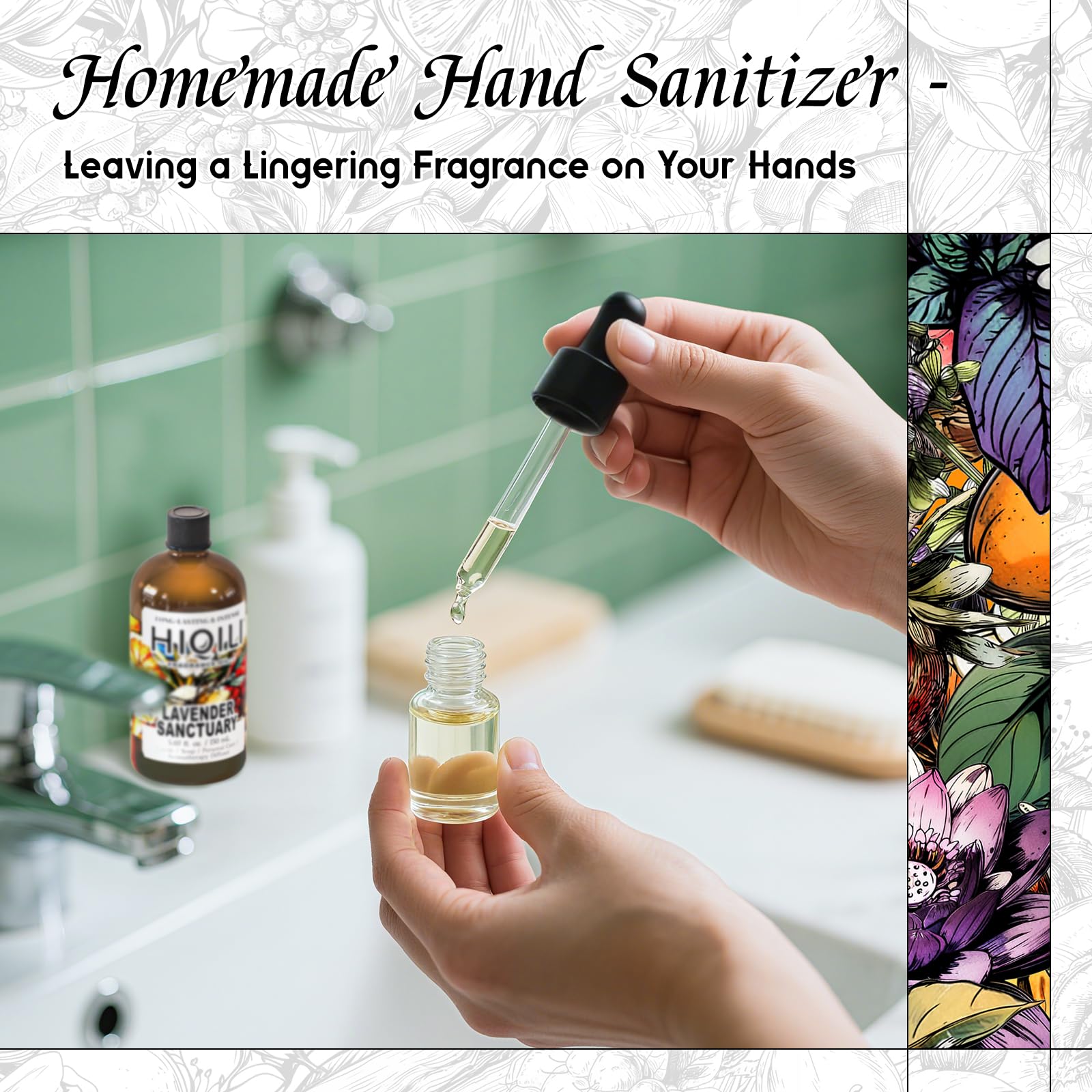 DIY fragrance project setup with diffuser and oils