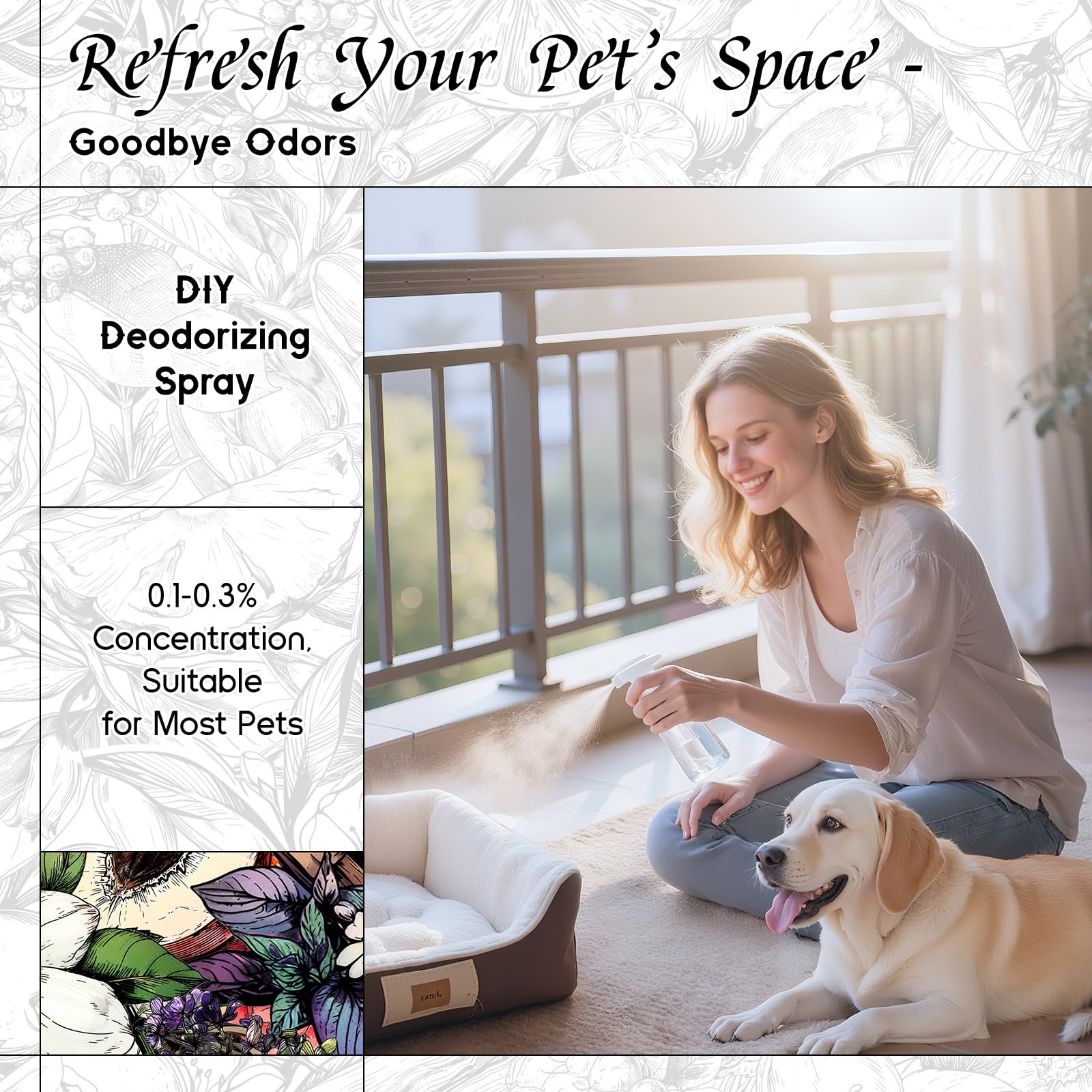 Pet safe fragrance oil for sprays and paw balm concept