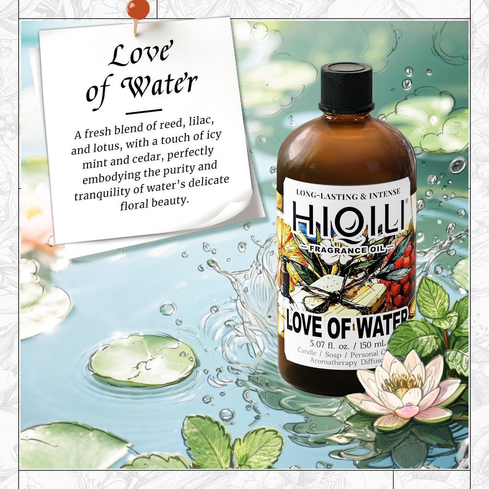 Concept illustration of aquatic notes: calone, water lily and mint