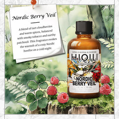 Close-up of Nordic Berry Veil fragrance oil label