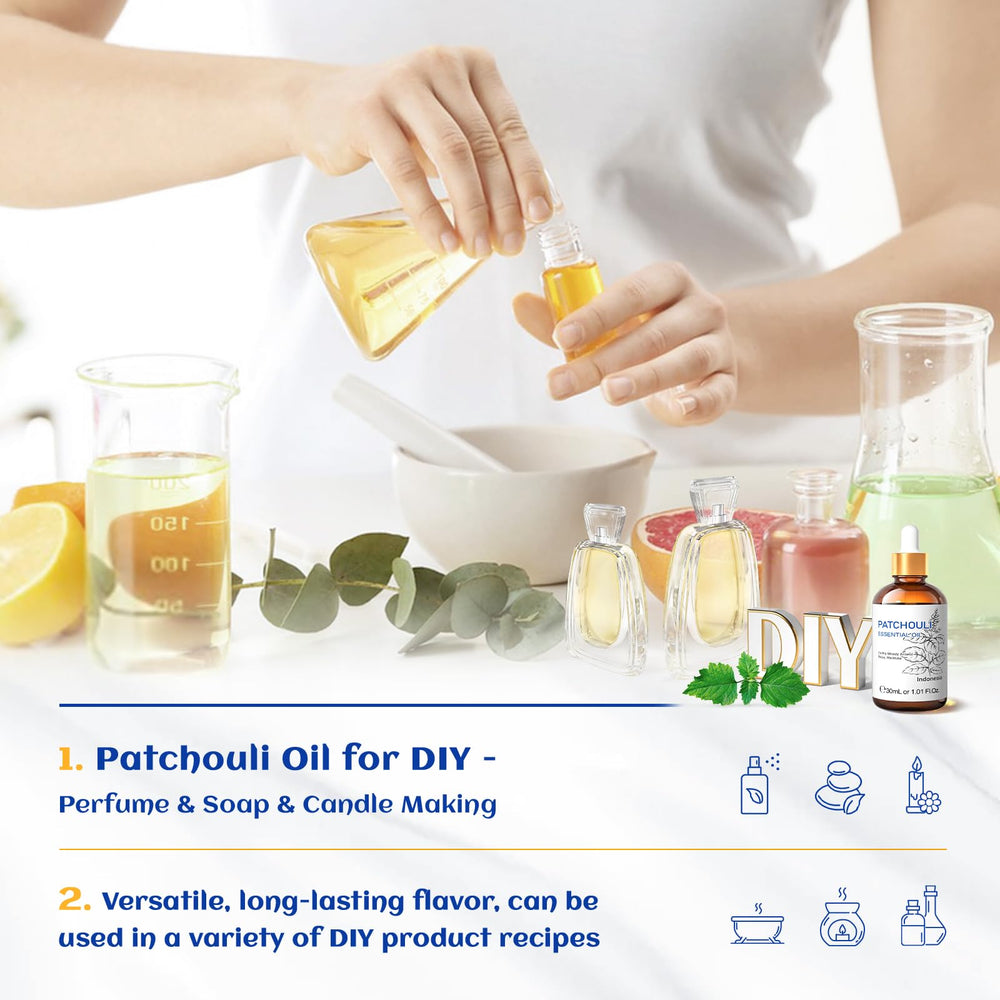 Patchouli oil applied in skincare routine