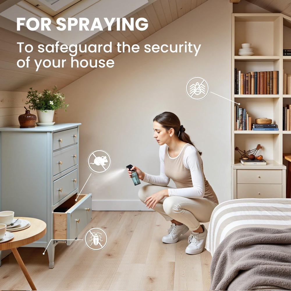 Peppermint oil being added to a spray bottle for air freshening