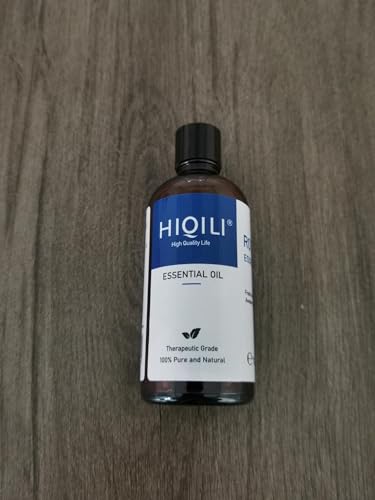 HIQILI rosemary essential oil for diffuser, back label, 3.38 fl oz
