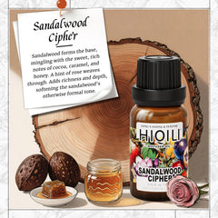 Close-up of HIQILI Sandalwood Cipher label