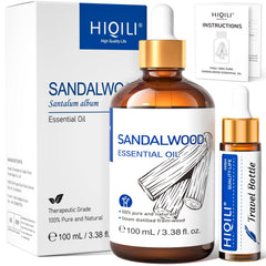 HIQILI sandalwood essential oil in 100ml amber glass bottle