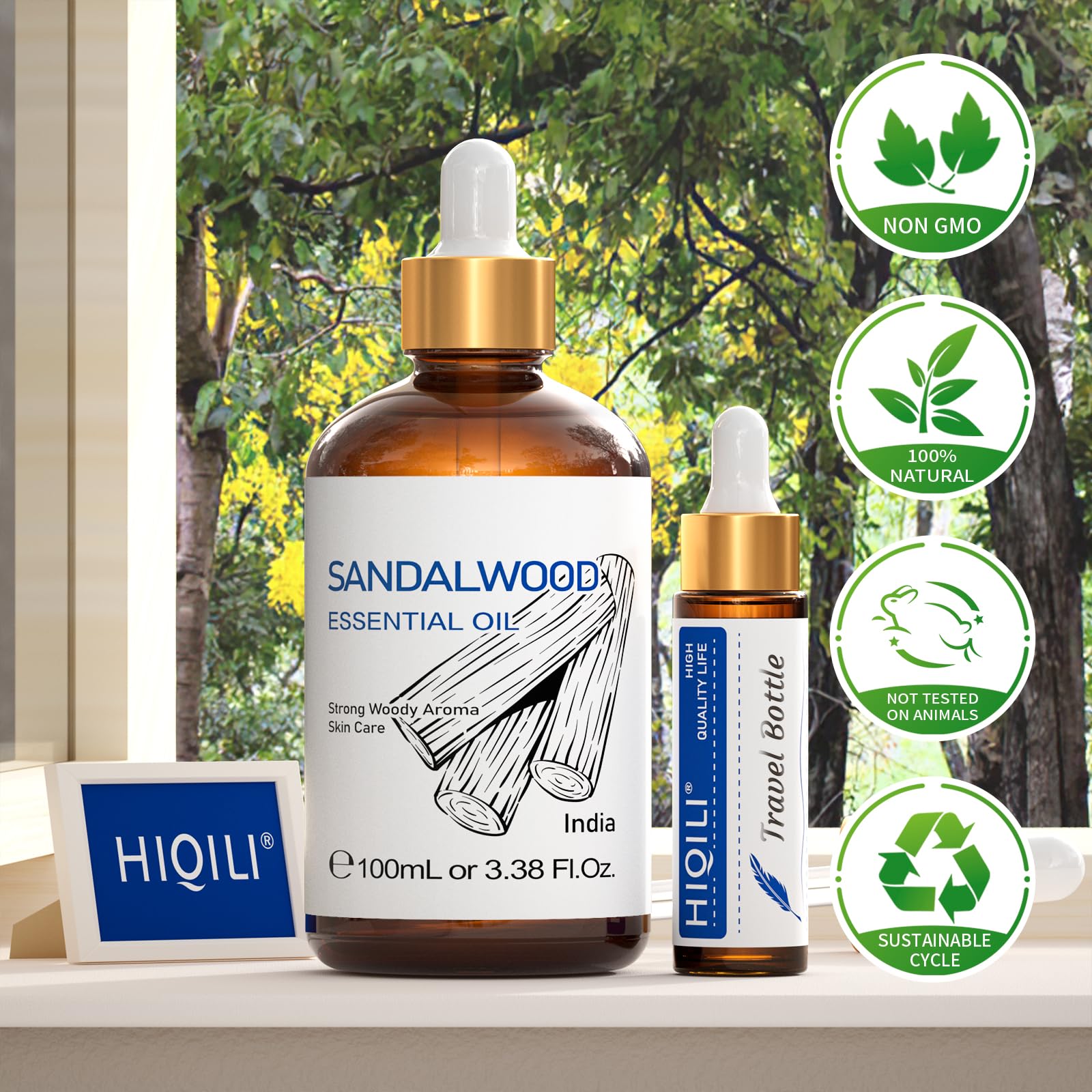 Eco-friendly packaging design for HIQILI sandalwood essential oil