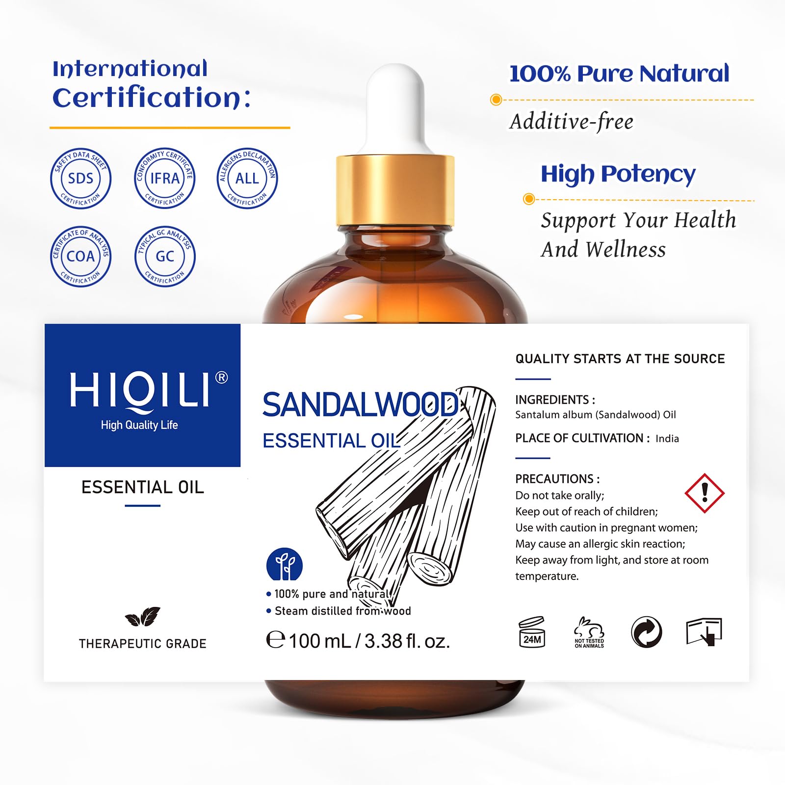 GC-MS safety testing certificate for HIQILI sandalwood essential oil