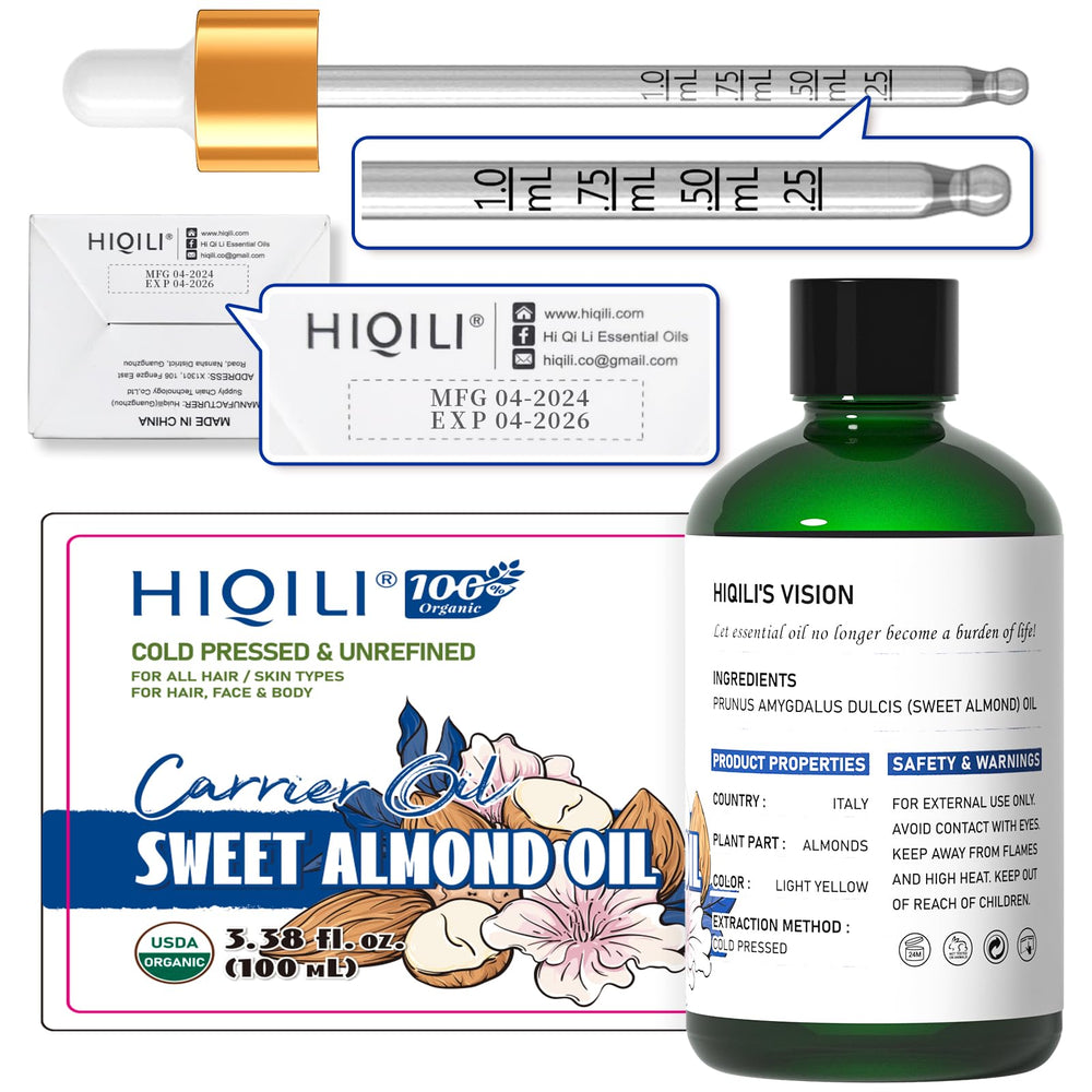 Hexane-free unscented almond oil bottle label