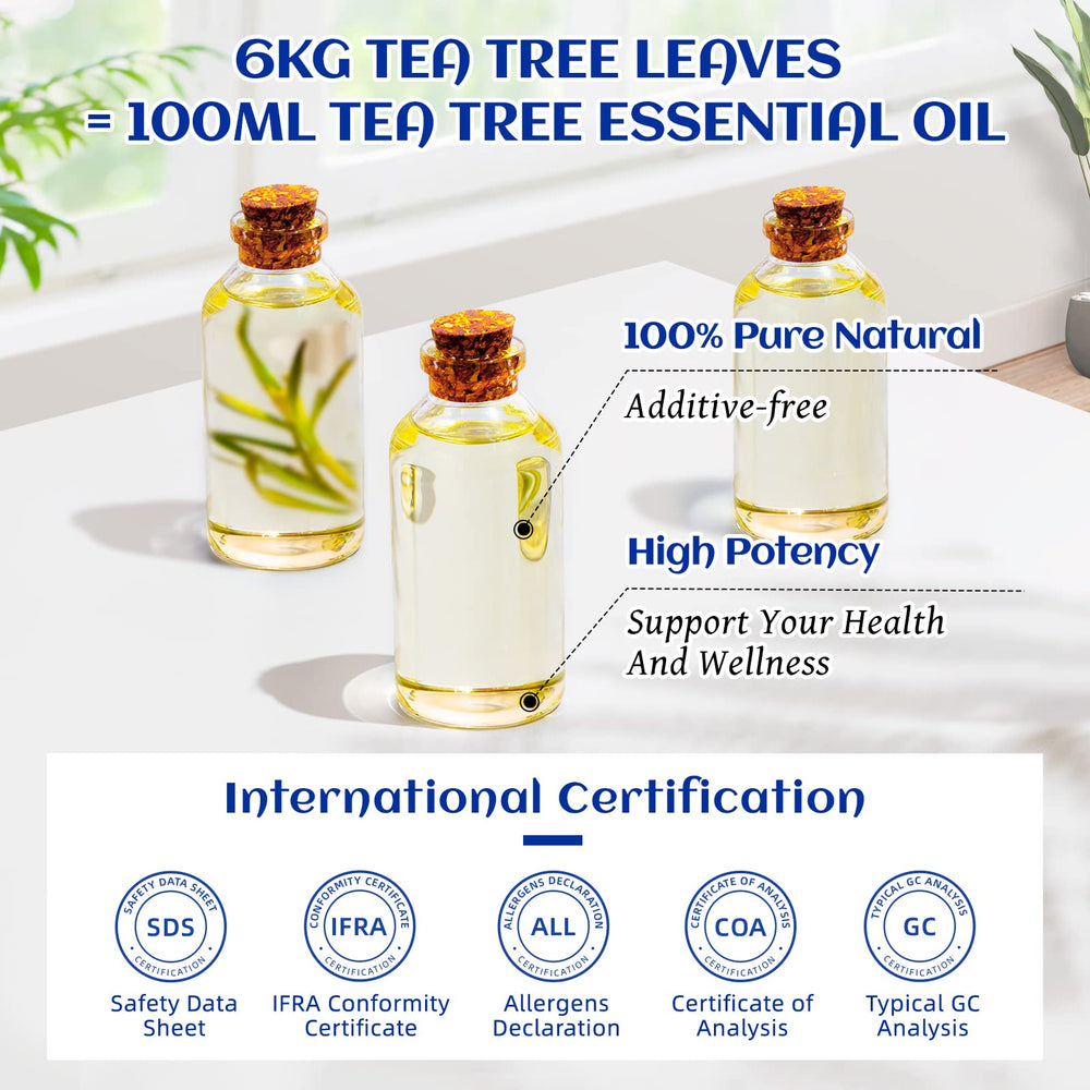 DIY uses collage showing tea tree oil with candles, soaps and sprays