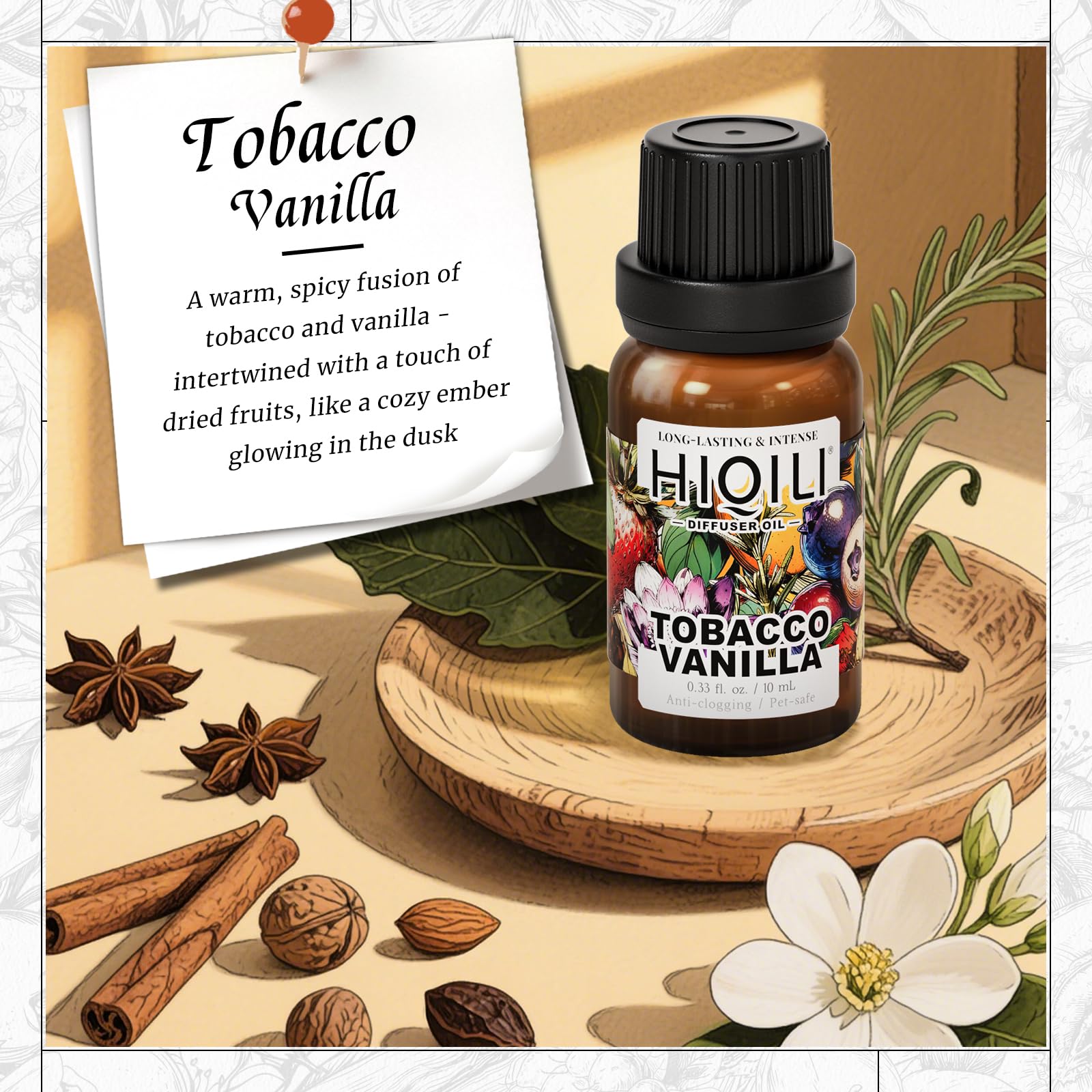 HIQILI Tobacco Vanilla Fragrance Oil packaging