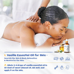 Side view of HIQILI vanilla essential oil bottle