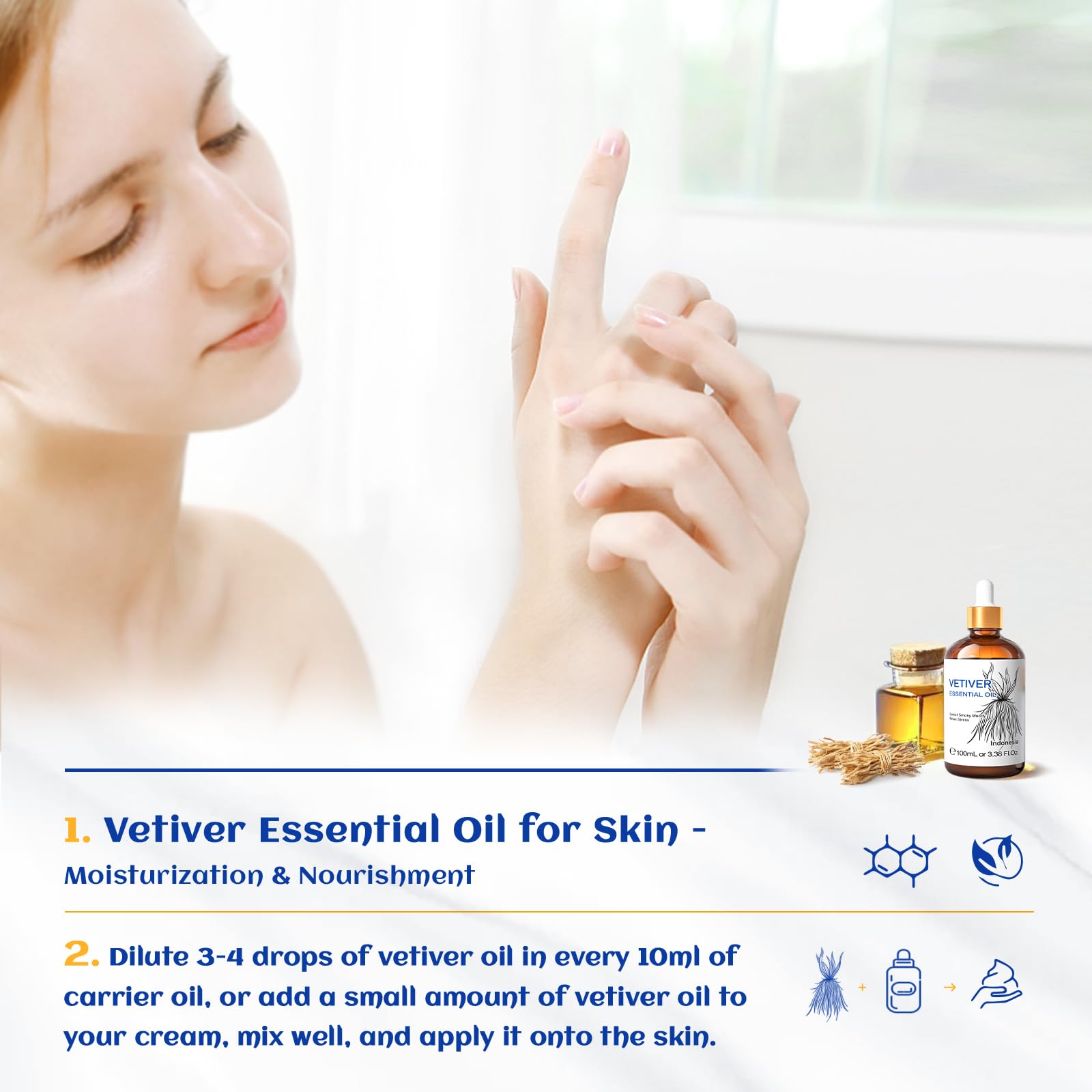 Vetiver essential oil with a woodsy, earthy scent