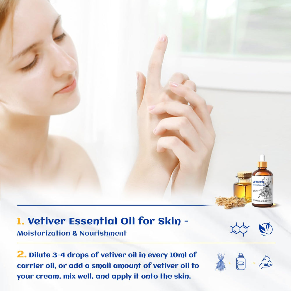 Vetiver essential oil with a woodsy, earthy scent