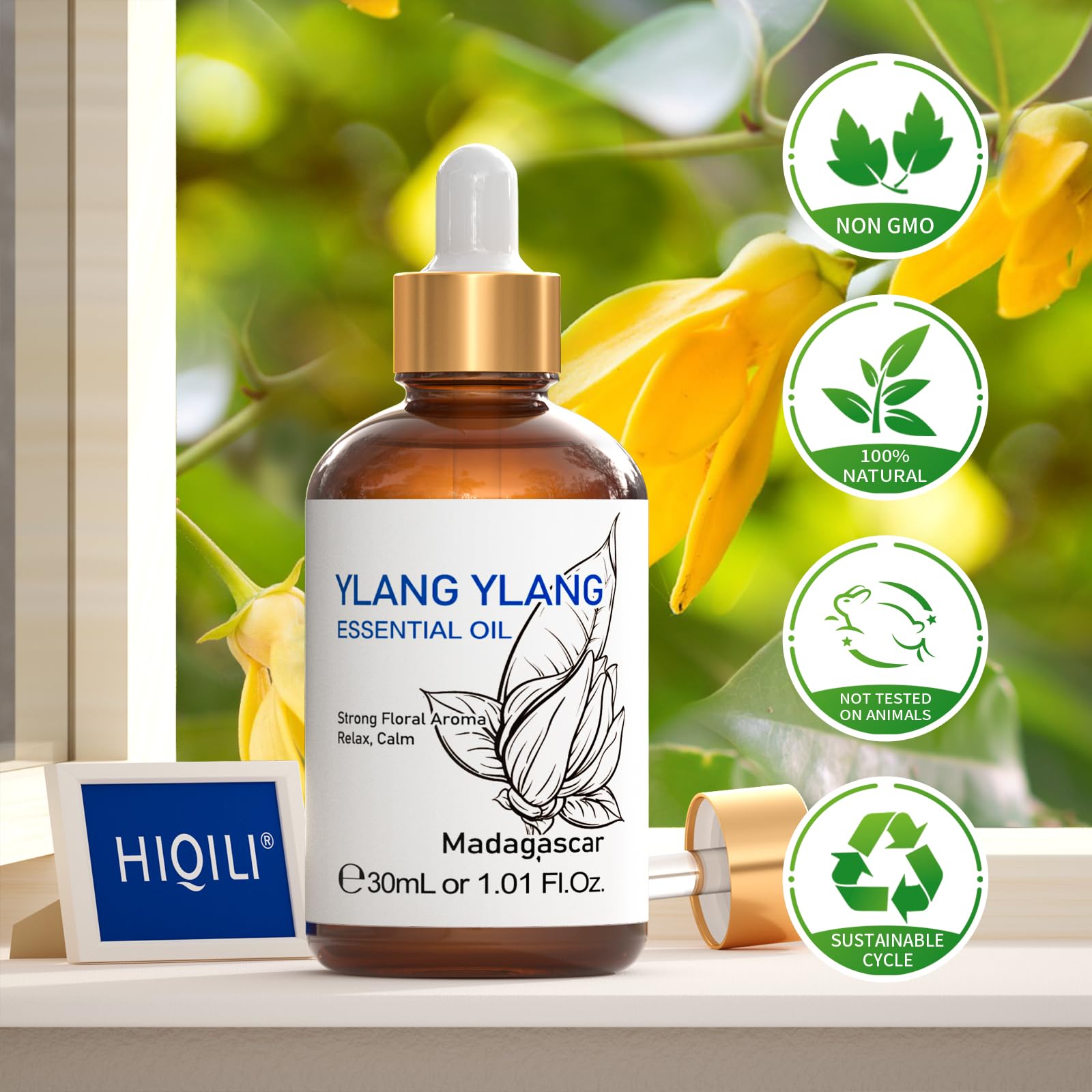 Product packaging showing amber bottle and dropper