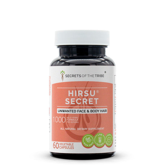 Front view of Hirsu Secret 60 Capsules bottle and label