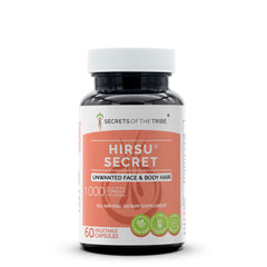 Front view of Hirsu Secret 60 Capsules bottle and label
