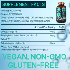 Close-up of quercetin, nettle and Artemisia ingredients