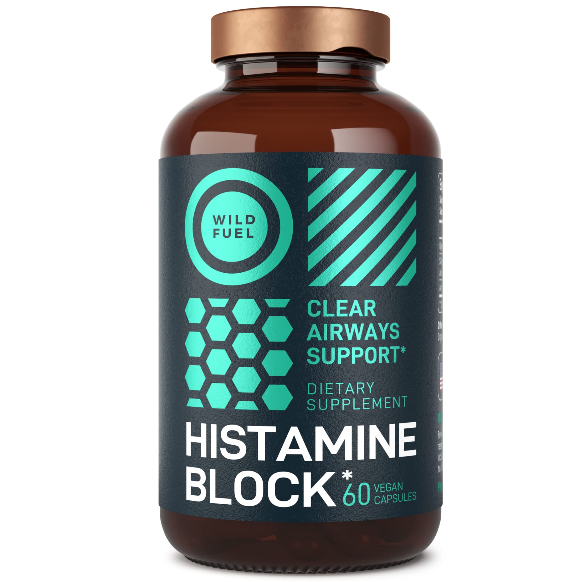 Bottle showing 60 D-Hist caps per bottle