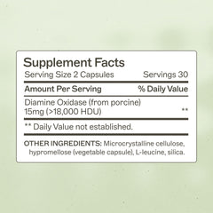 Histazyme DAO bottle label close-up