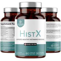 Histx Support Supplement bottle front label featuring Quercetin, Stinging Nettle, and Vitamin C.