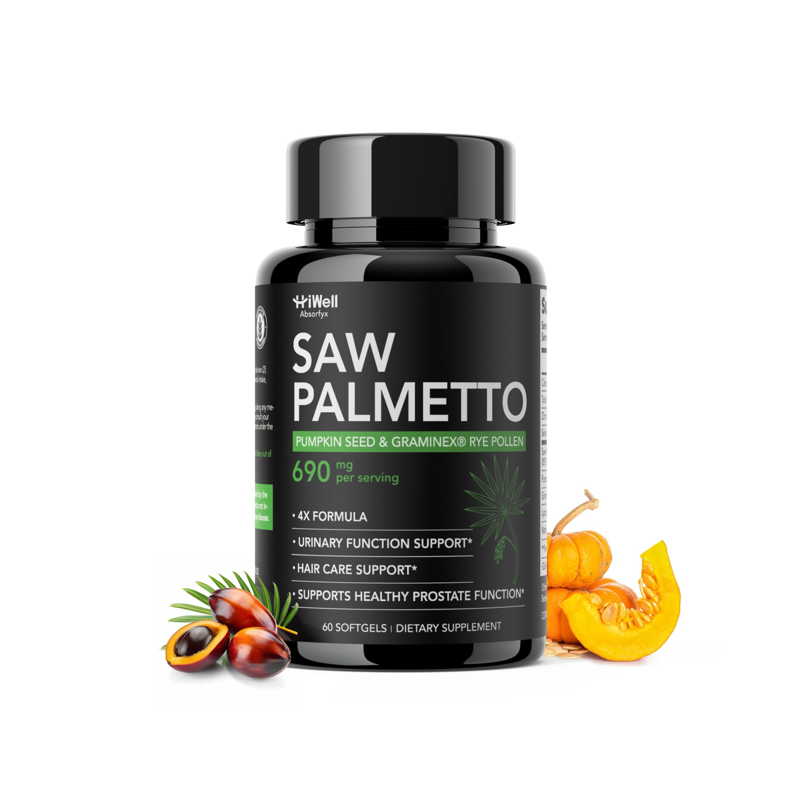 HiWell Absorfyx Saw Palmetto main bottle label