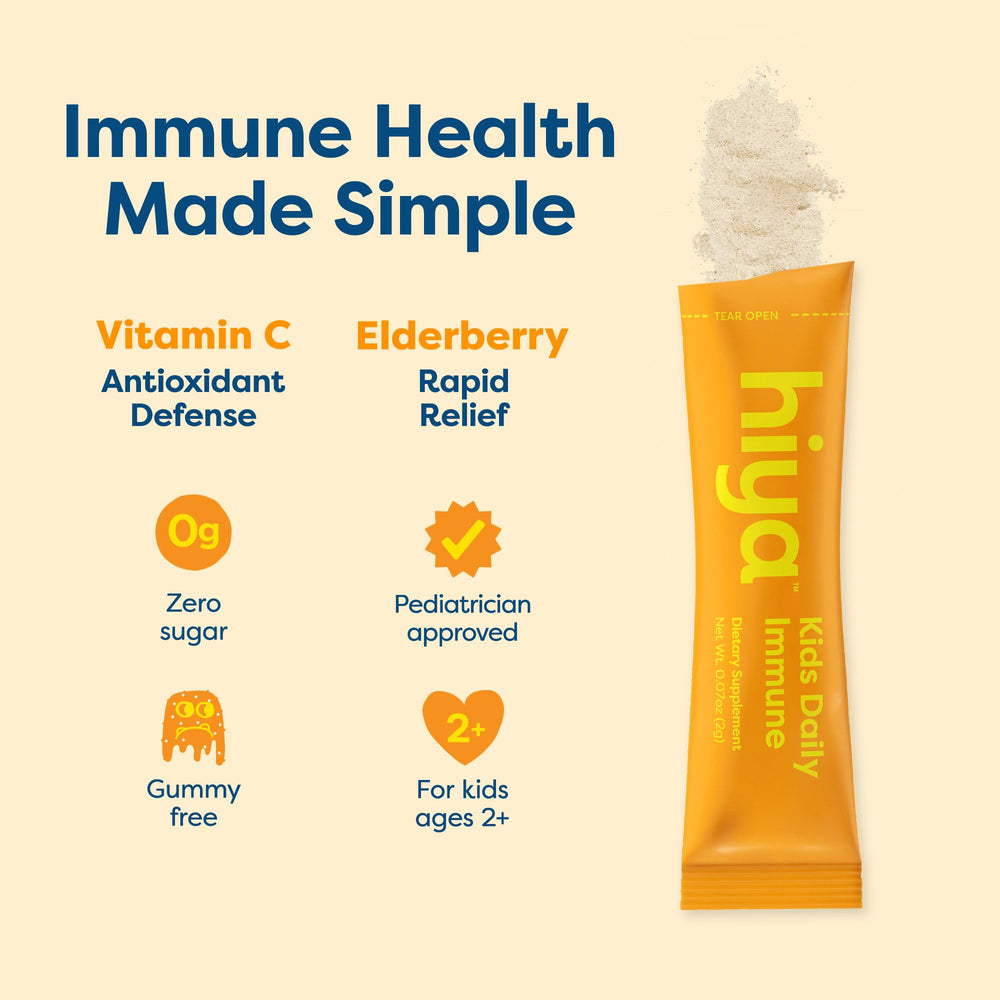 Hiya Kids Immune Support box with orange-flavored sticks