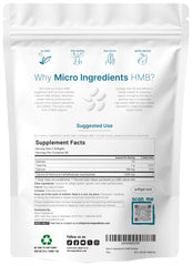 Back view showing supplement facts for HMB 1,000mg softgels