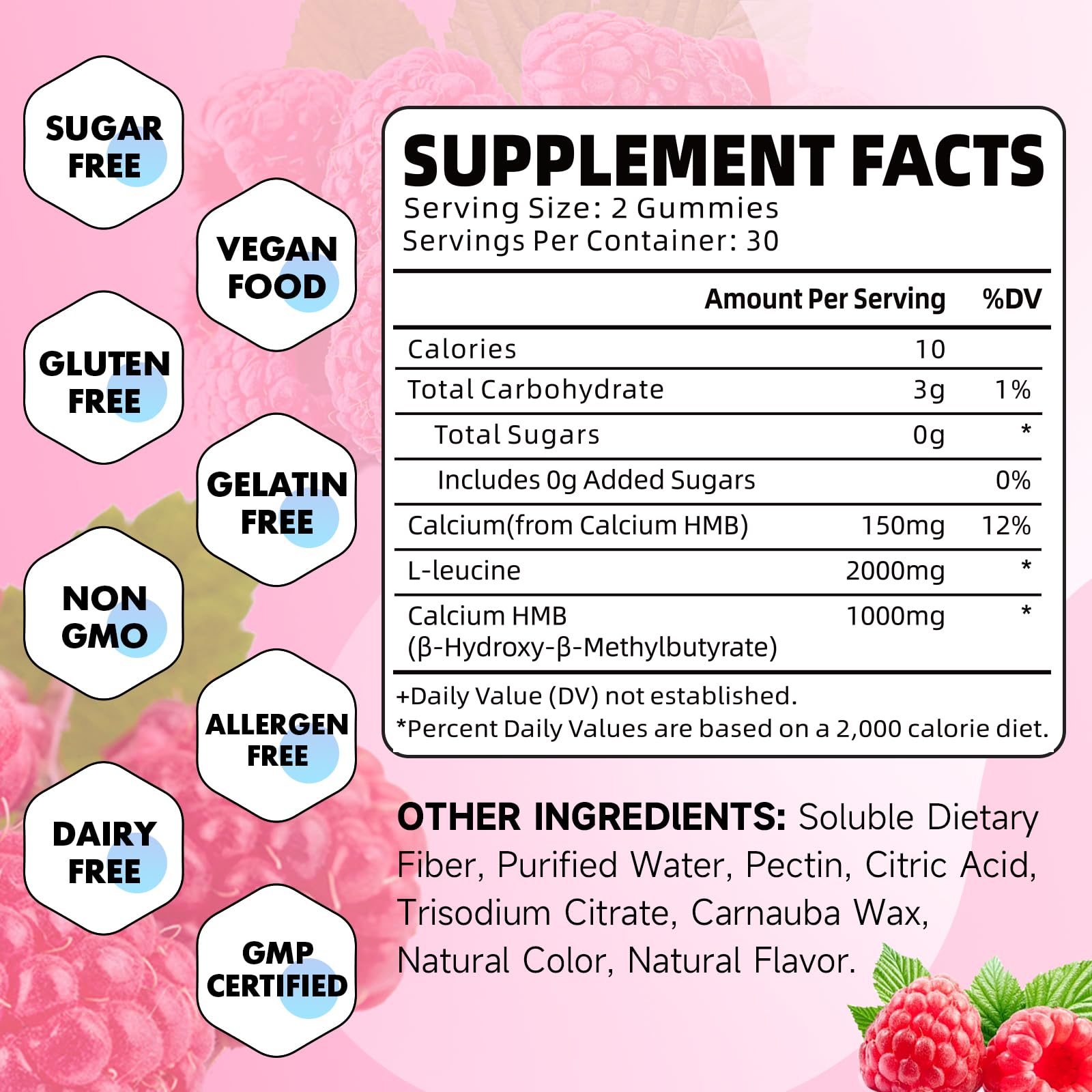 Graphic showing 3000mg per serving of HMB and L-Leucine