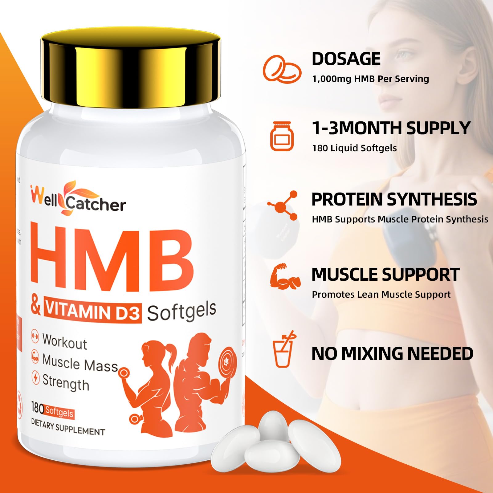 Muscle growth and recovery concept with HMB