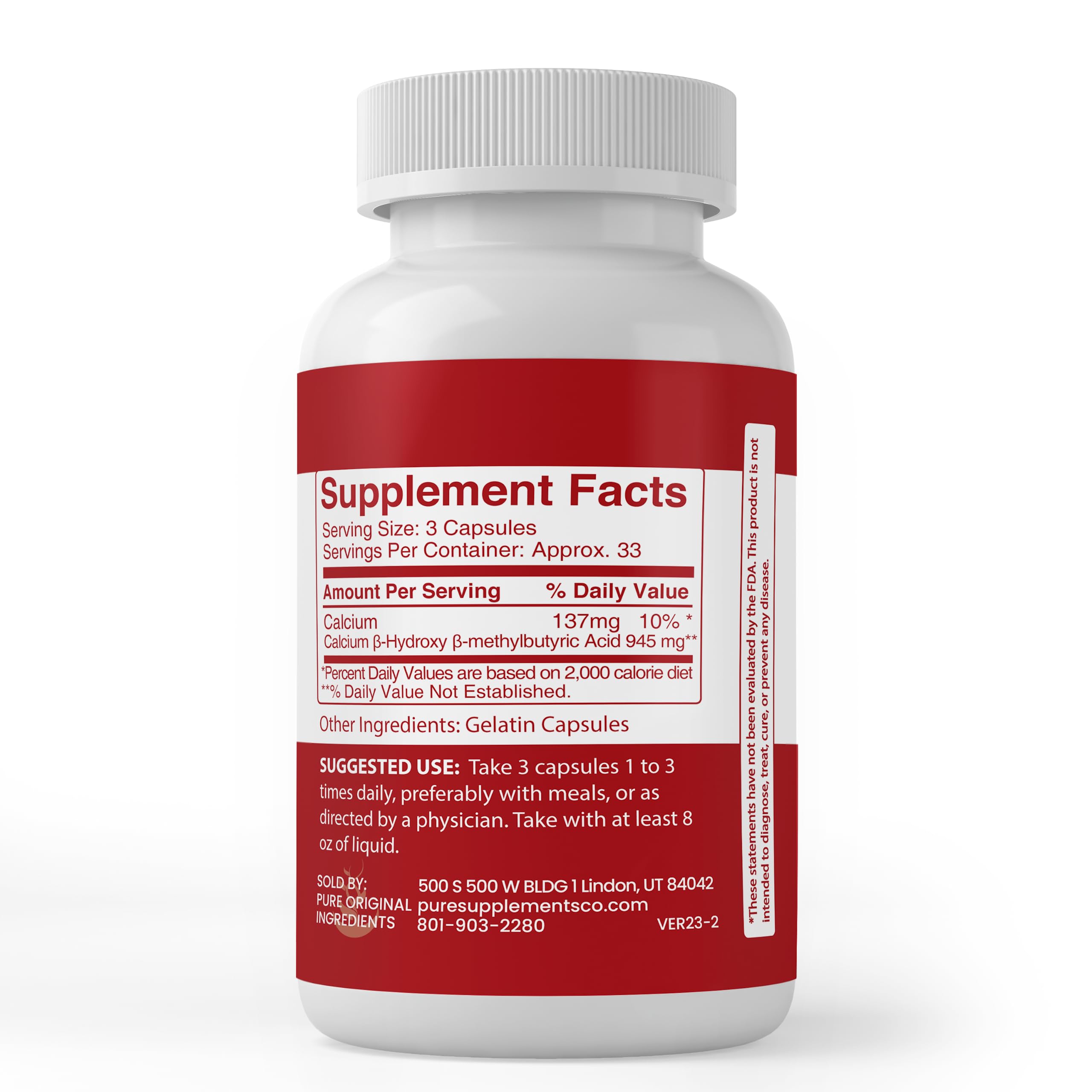 No additives or fillers packaging for HMB capsules