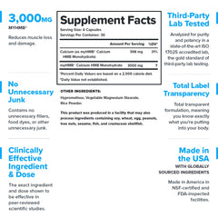 Close-up of MyHMB 3000mg capsule bottle label