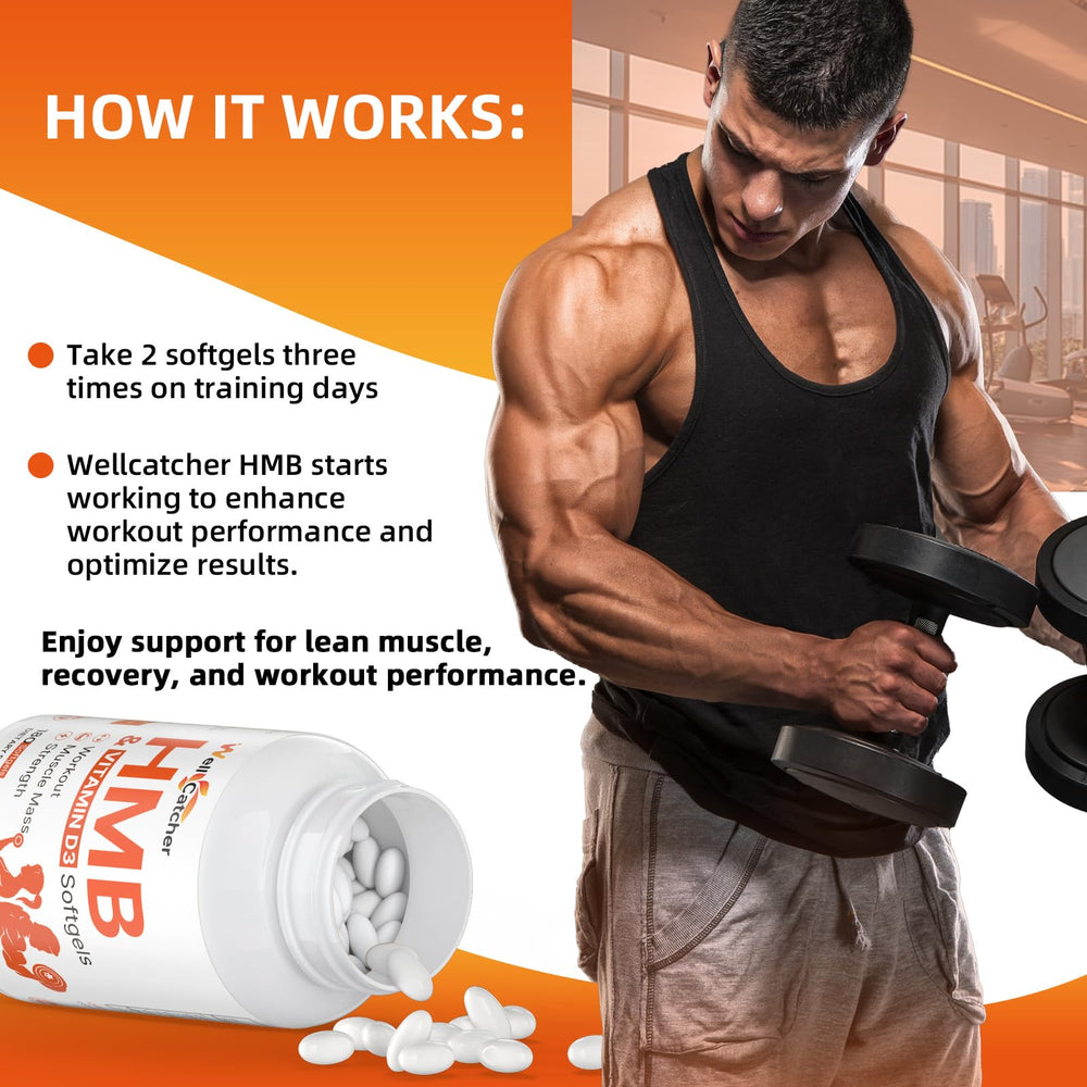 Usage and dosage guidance graphic for HMB D3 capsules