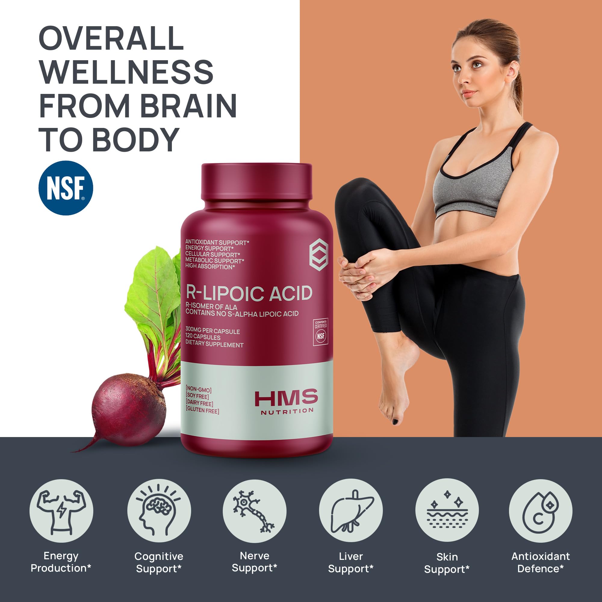 HMS Nutrition packaging shows vegan and gluten-free icons for plant-based diets.