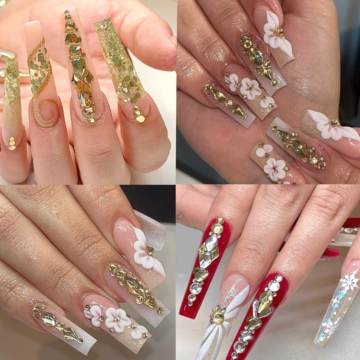 HNUIX champagne nail art gems for decorative DIY nail design.