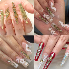 HNUIX champagne nail art gems for decorative DIY nail design.